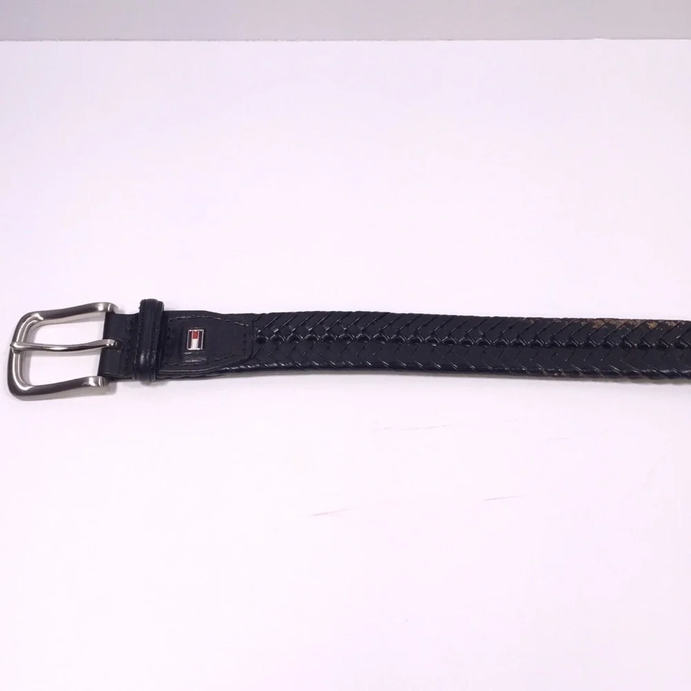 TOMMY Hilfiger Leather Woven Black Belt